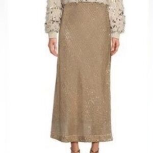 Gibson & Latimer Sequin High Rise Bias Cut Fit and Flare Midi Skirt XXL New